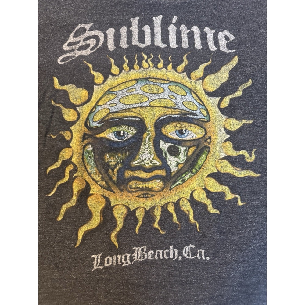 Sublime Long Beach Ca Sun Logo Graphic T-Shirt Charcoal Heather Gray XL